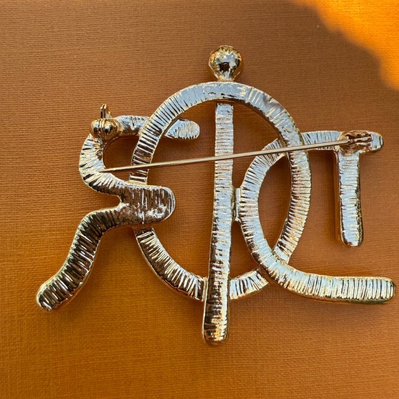 Genuine gold tone DIOR pearl shirt sweater Pin luxury western rope necklace - Picture 5 of 6